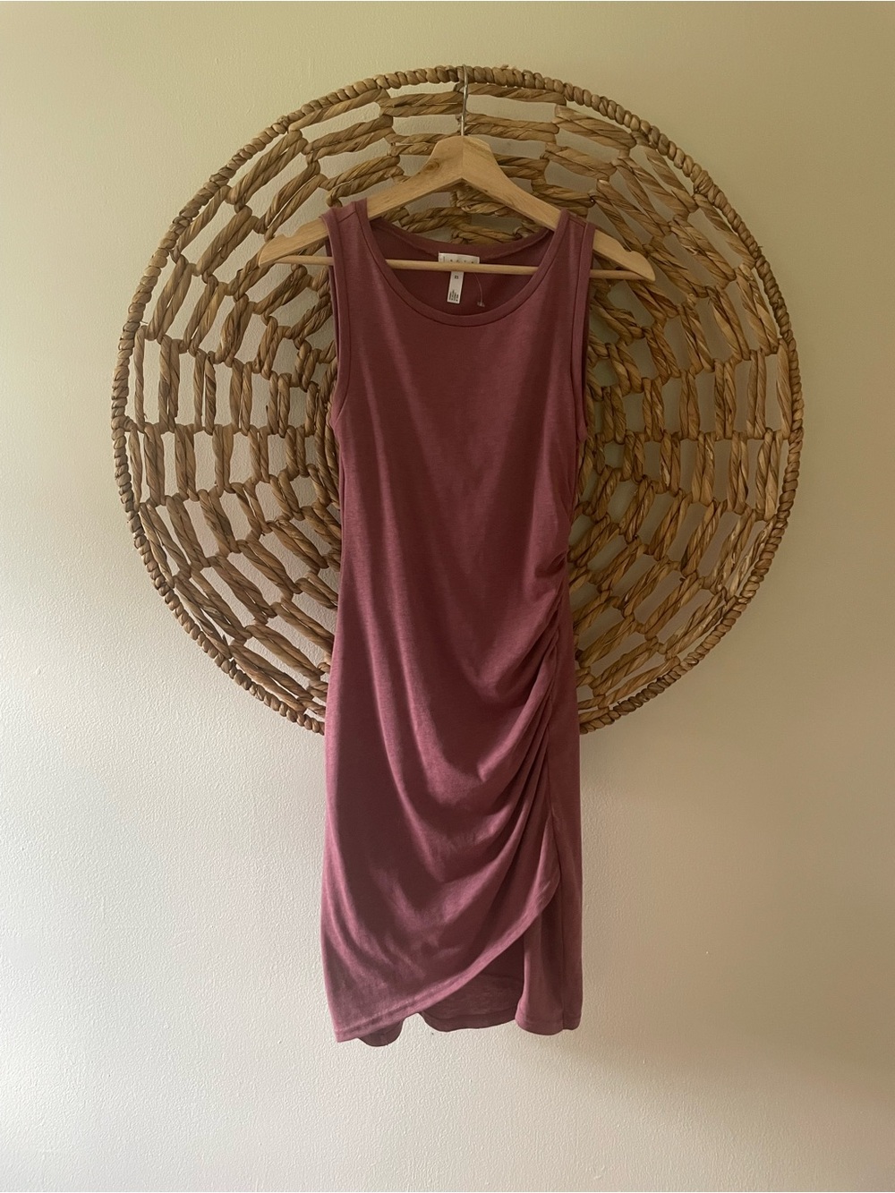 Sleeveless Mauve Taupe Side-Ruched Tank Dress